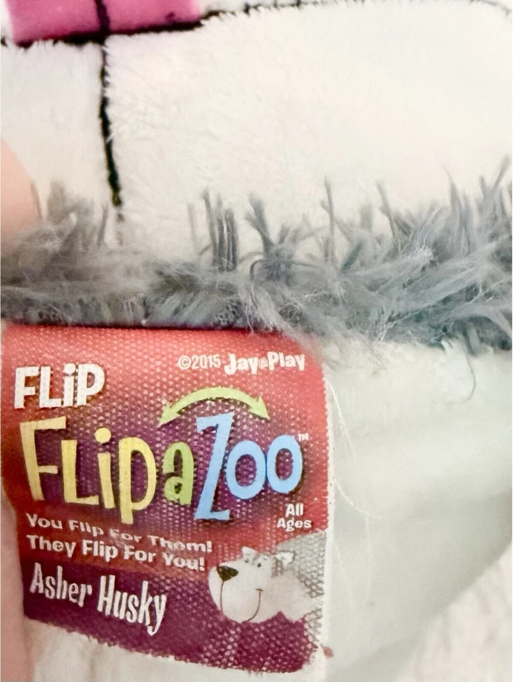 Flip A Zoo Asher Husky Polar Bear Reversible Plush Stuffed Animal Toy 16”